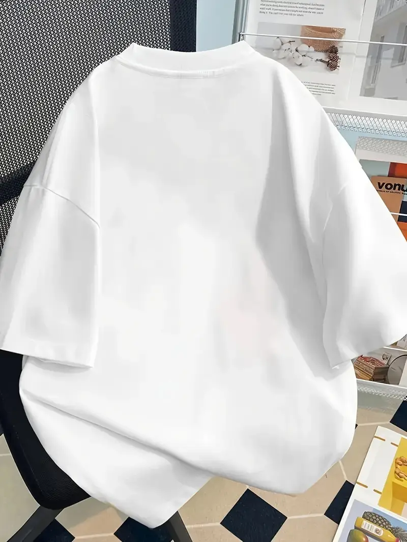 여성용 캐주얼 티셔츠, 기발한 물고기 & 고양이 프린트 - 반팔, 루즈핏, 라운드 넥, 여름용 가벼우면서 통기성 좋은, 여성용 티셔츠